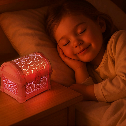 PearlGlow - Cofre con luz nocturna, altavoz y proyector LED